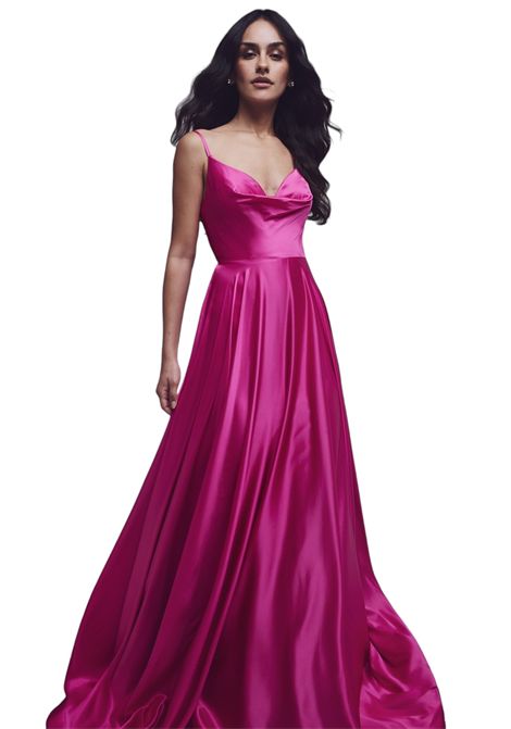 Abito svasato con scollo sul retro ALLURE | Abiti | A4483 A4483FFUXIA